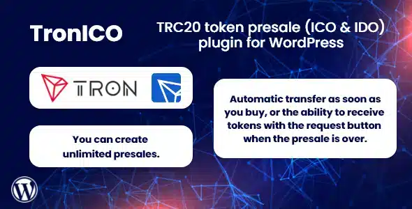 TronICO - TRC20 Token Presale (ICO & IDO) WordPress Plugin