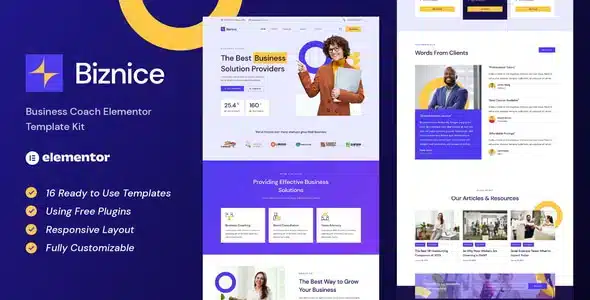 Biznice - Business Coach Elementor Template Kit