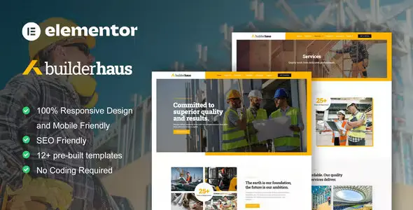 BuilderHaus - Construction Company Elementor Pro Template Kit