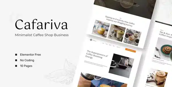 Cafariva – Minimalist Cafe & Coffee Elementor Template Kit