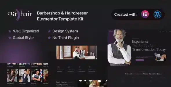 Cuthair - Barbershop & Hairdresser Elementor Template Kit
