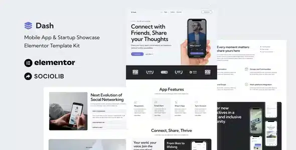 Dash - Mobile App & Startup Showcase Elementor Template Kit