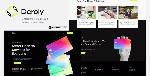 Deroly - Digital Bank & Credit Card Elementor Template Kit