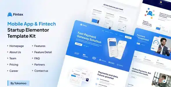 Fintex - Mobile App & Fintech Startup Elementor Template Kit