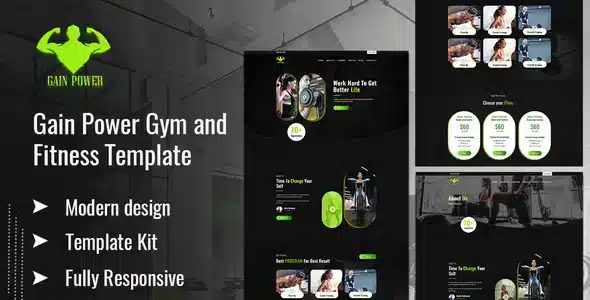 GAIN POWER - Gym & Fitness Elementor Template Kit