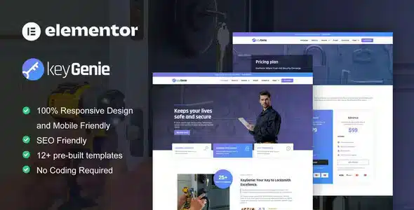 KeyGenie – Locksmith and Key Maker Service Elementor Template Kit