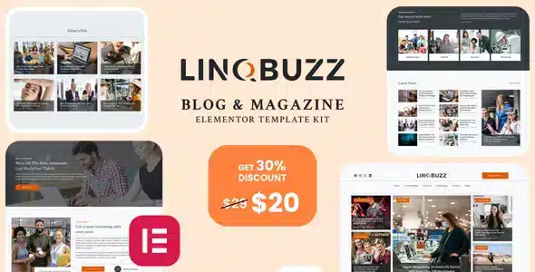 Linqbuzz - Blog & Magazine Elementor Pro Template Kit