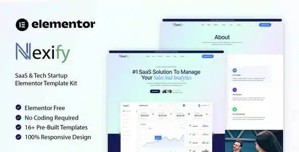Nexify – SaaS & Tech Startup Elementor Template Kit