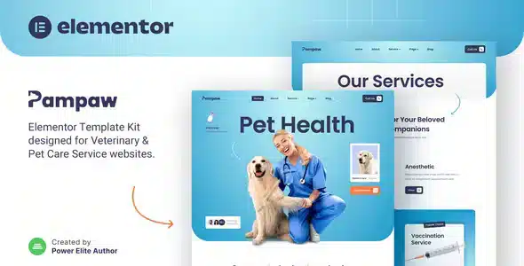Pampaw – Veterinary & Pet Care Services Elementor Template Kit