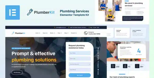 PlumberKit - Plumbing Services Elementor Template Kit