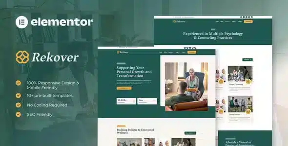 Rekover - Psychology & Counseling Elementor Template Kit