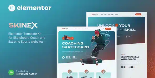 Skinex – Skateboard Coach & Lessons Elementor Template Kit