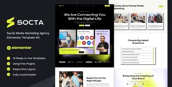 Socta - Social Media Marketing Agency Elementor Template Kit