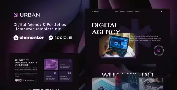 Urban - Dark Digital Agency & Portfolios Elementor Template Kit
