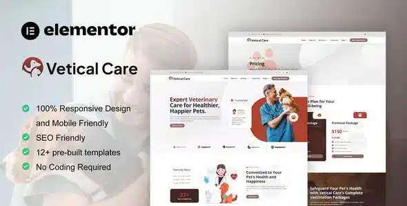 VeticalCare Veterinary and Pet Care Elementor Kit