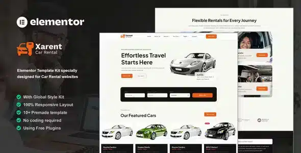Xarent - Car Rental Elementor Template Kit