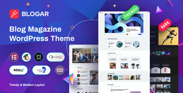 Blogar Blog Magazine WordPress Theme